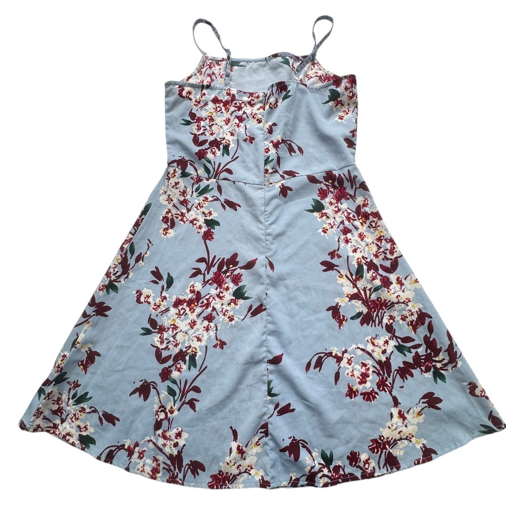 Berrylush Floral Mini Dress Womens Small Blue Sleeveless Adjustable Strap Summer - Picture 11 of 11